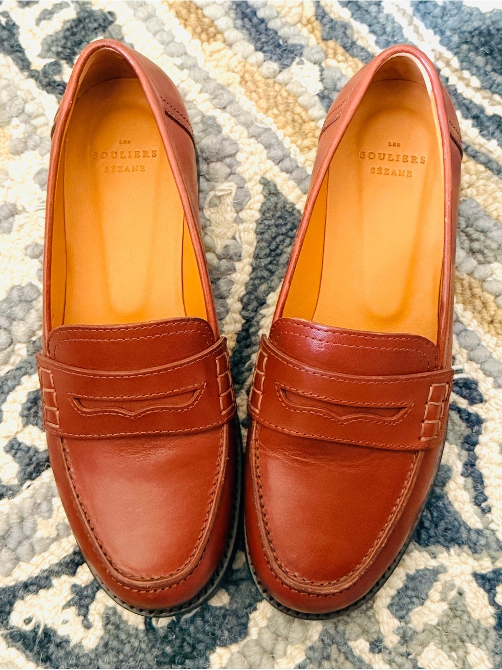 Sézane Brown Leather Penny Loafers